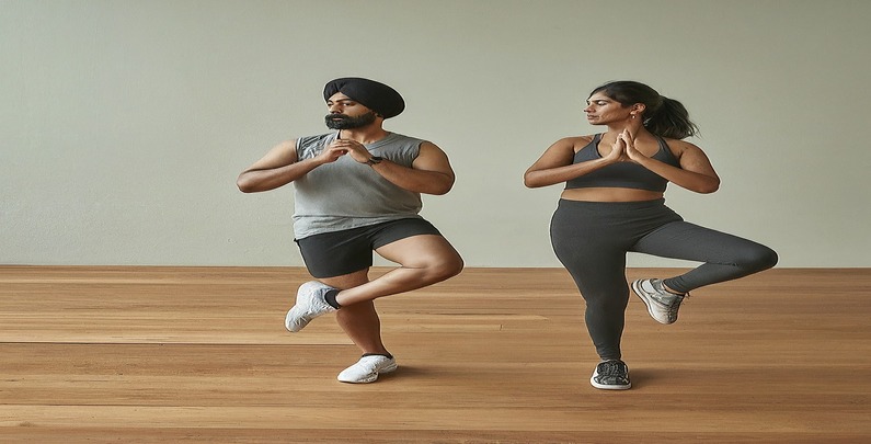 Couple exercising